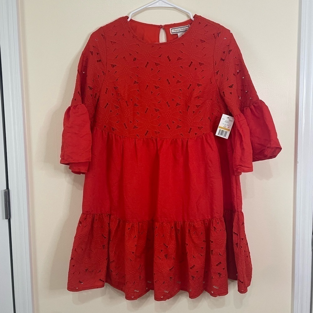 NWT Flying tomato red orange Eyelet Lace Dress